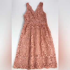 ASTR The Label Lace Midi Length Dress in Dusty Rose Size Large EUC